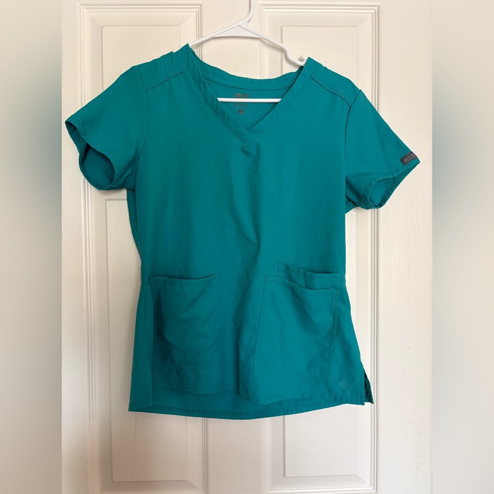 Medcouture insight teal women’s small scrub top